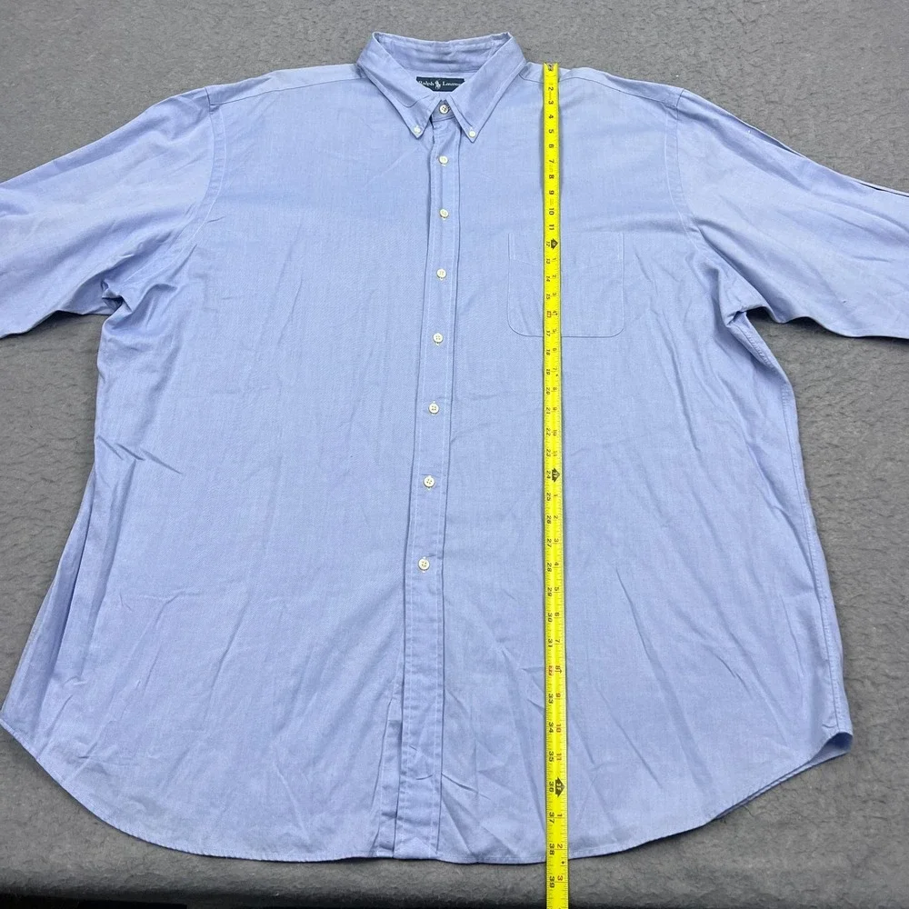 Ralph Lauren Dress Shirt Men's 3LT Blue Solid Woven Performance Button Up Pocket